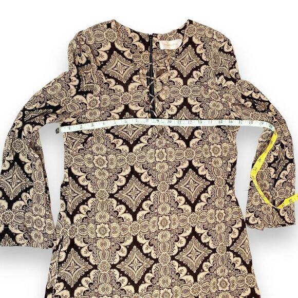 Zimmermann Women's Mini Shift Geometric Pattern Dress Sz 1 Lace Up Front Viscose - Picture 14 of 16